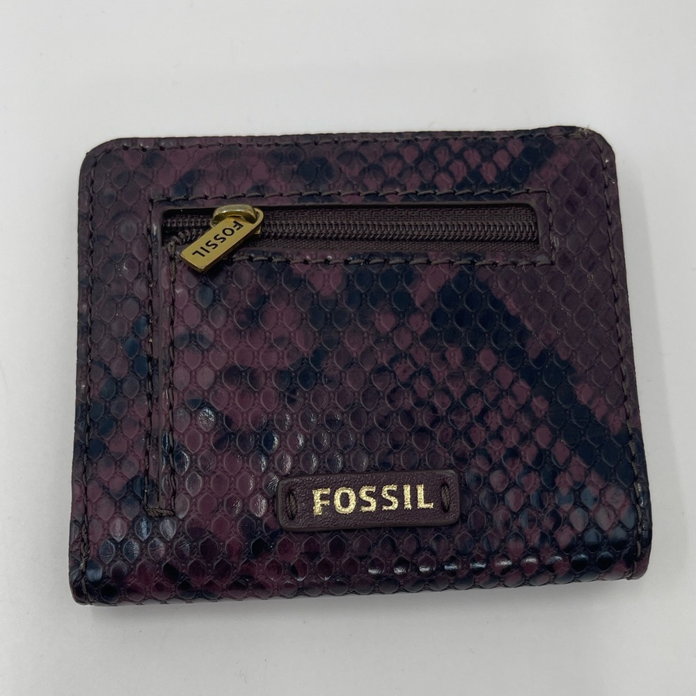 Fossil Burgundy Snake Pattern Bi-Fold Wallet